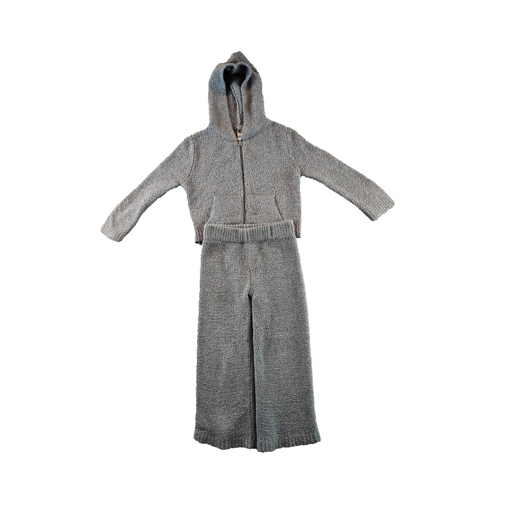 SKIMS Cozy Teddy Sherpa Lounge Set Girls 8/10 Gray Full Zip Hoodie & Sweatpants